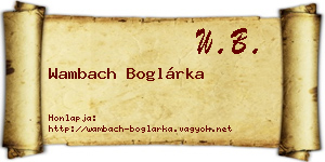 Wambach Boglárka névjegykártya
